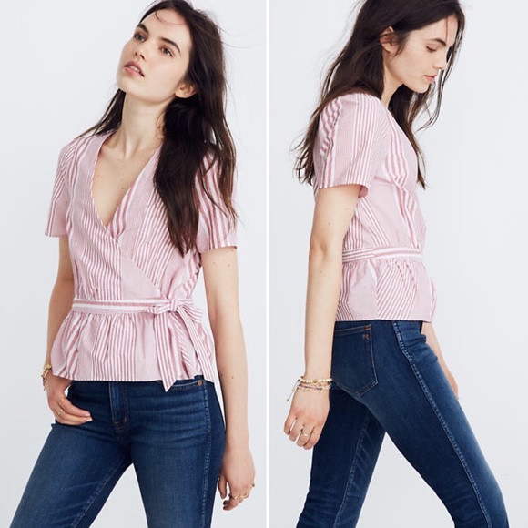 madewell ruffle hem wrap top